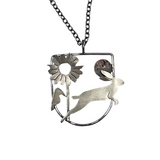 Necklace - Rabbit and Sunflower with Moon
