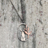 Necklace - Standing Rabbit with Leaf Branch