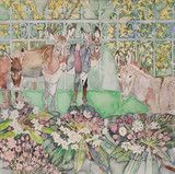 Donkey's Bordered by Mountain Laurel