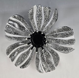 Fused Glass Wall Flower - Black Polka Dot