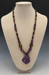 Violets by Log Cabin Necklace