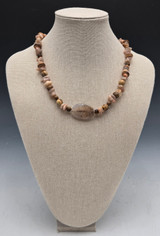 Pink Salt and Wood Grain Necklace
