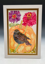 Porcelian Pumpkin, Sparrow and Zinnia