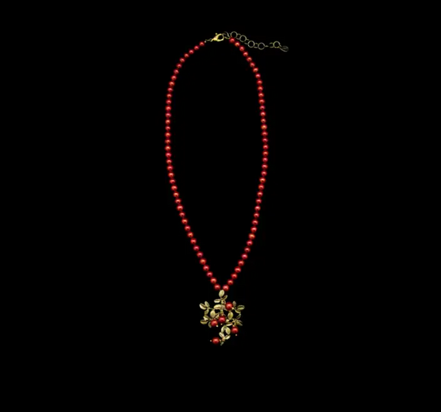 Necklace ~ Cranberry Pearl Pendant 16 Adj."