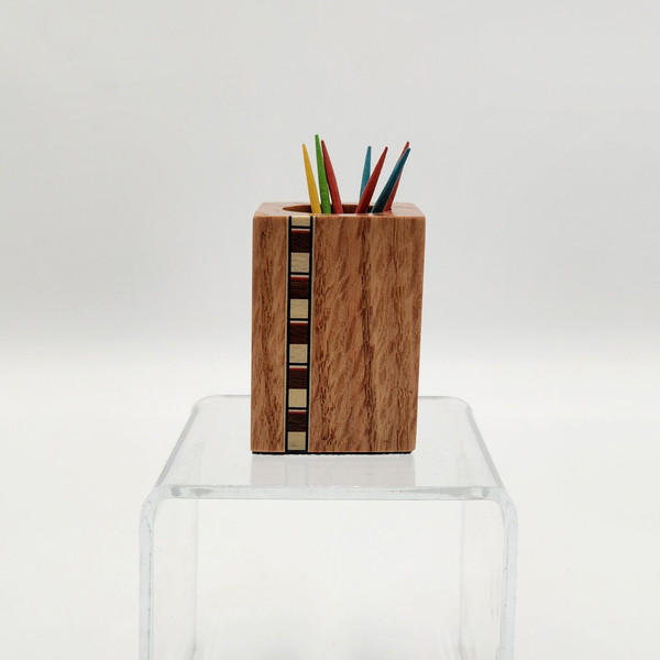 Toothpick Holder - Oak Inlaid (3)