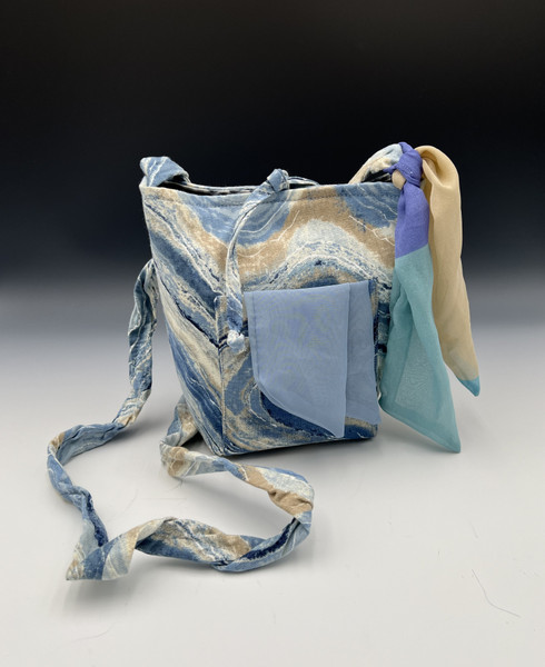 Purse - Long Strap Shades of Blue Swirls