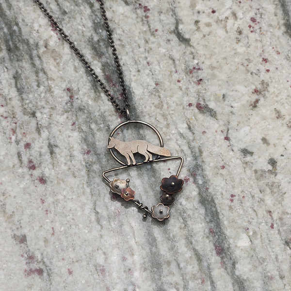 Necklace - Fox and Triangle Florals