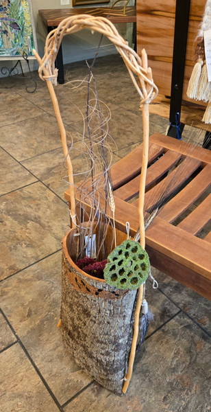 Folded Bark Basket - Hanging
