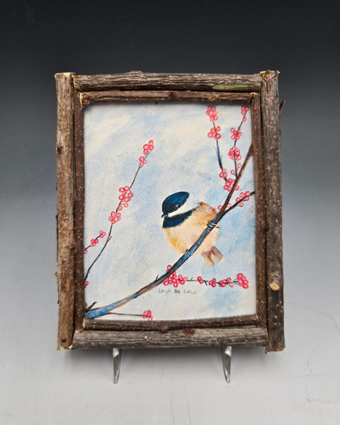 613 - Chickadee with Red Berries