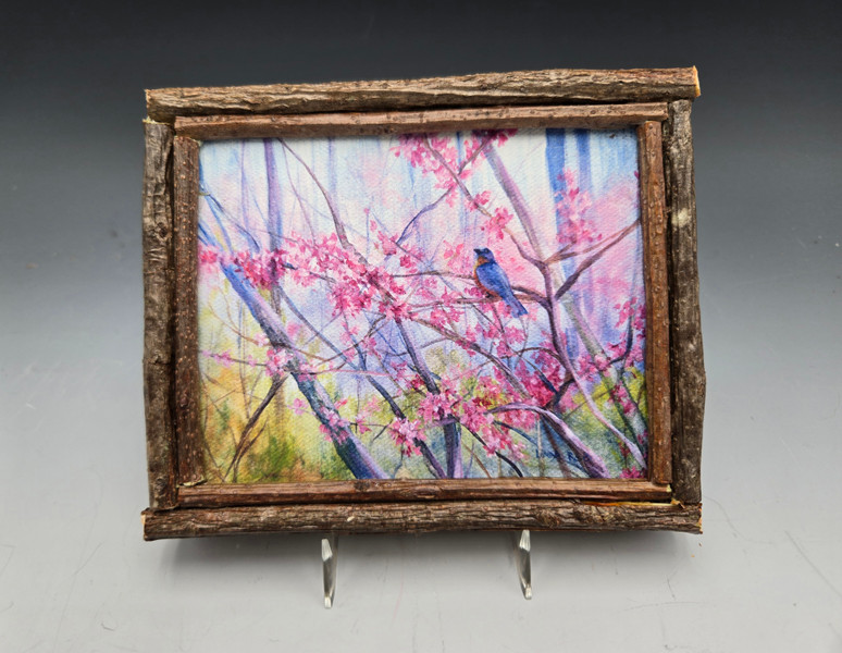 626  Redbuds with Bluebird