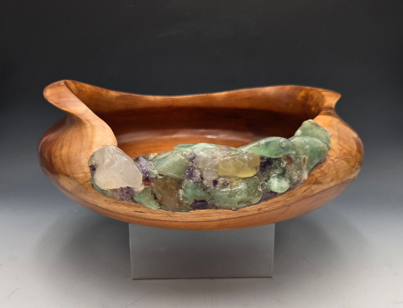 Bowl - Black Cherry w/Stones - 9AB