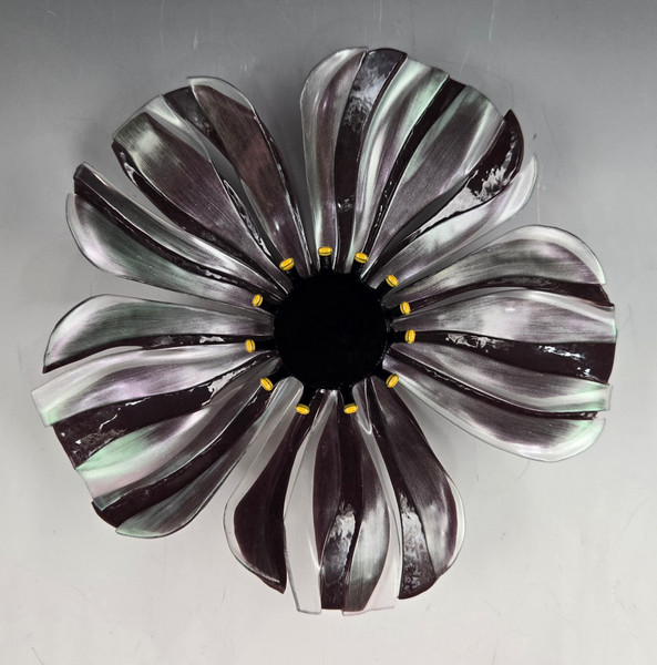 Fused Glass Wall Flower - Black