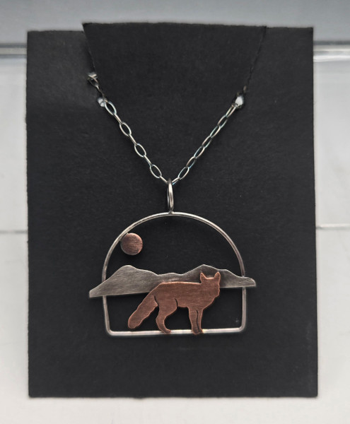 Necklace - Fox and Mountain Scene