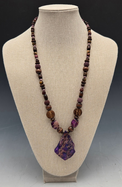 Violets by Log Cabin Necklace