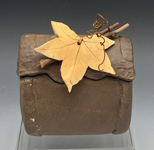 107 - Triangle Box with Twigs and Leaf