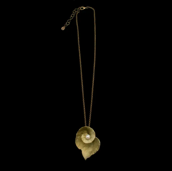 Necklace ~ Spiral Geranium Pendant on Chain 24" Adj.