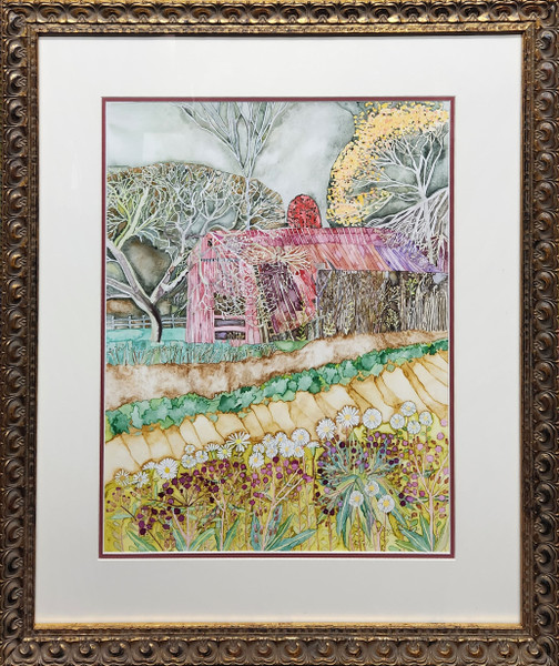 Turnip Greens Bordered by Bushy Aster & Iron Weed  32 x 26.5