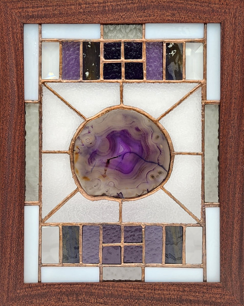 Purple Agate Slice - Sapele Wood Frame