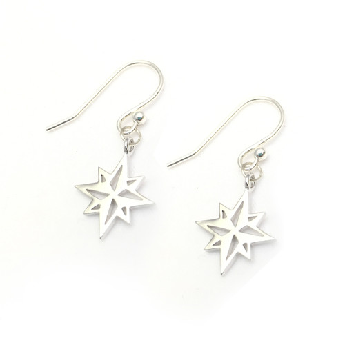 Moravian Star Earrings, Handmade, Sterling Silver