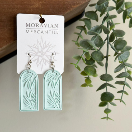 Palm Arch Window Earrings, Mint