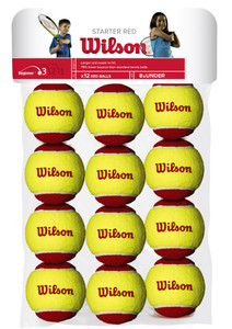 Wilson Junior Starter Red 12 Balls Stage 3 - Junior Tennis Ball - Balles de tennis junior - Balles rouges - WRT137100