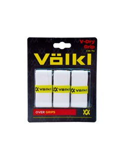 Völkl V-Dry Tennis Overgrip — Ultra-Dry Technology for Humid Conditions (White, Pack of 3)