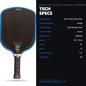 Bread & Butter Loco 16mm Pickleball Paddle - Standard Azul