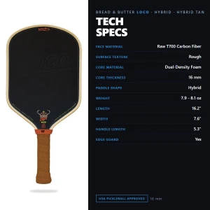 Bread & Butter Loco 16mm Pickleball Paddle - Hybrid Tan