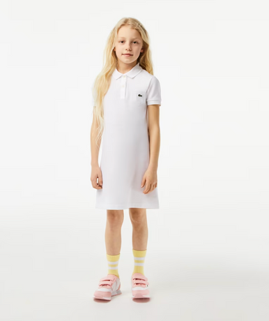Lacoste Robe Piqué Coton Poche Blanc
