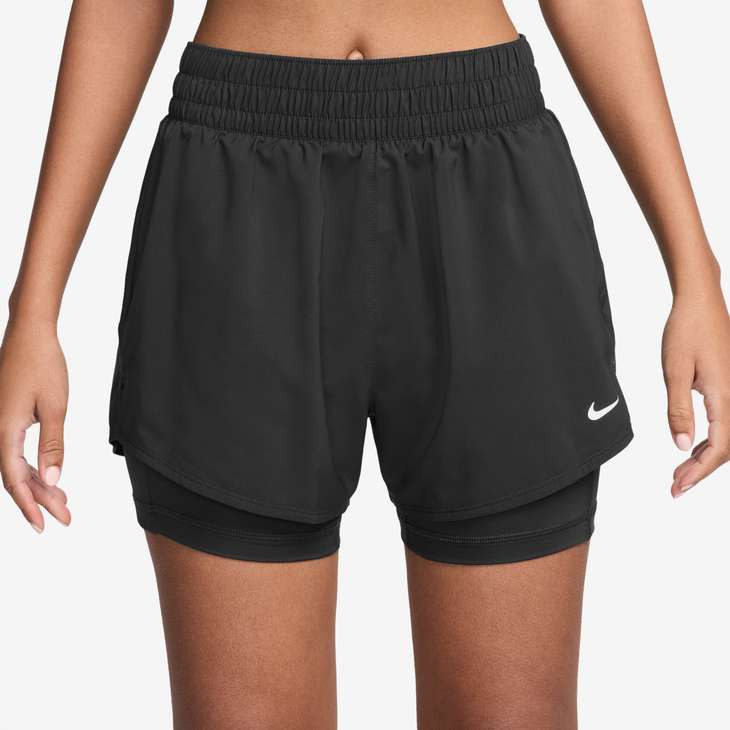 Nike Women's One Dri-FIT High-Rise 2-in-1 Short 3" — Black/White