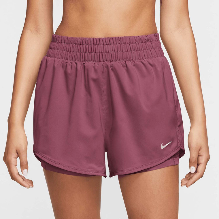 Nike Women's One Dri-FIT High-Rise 2-in-1 Short 3" — Pink Smoke/White — view 3