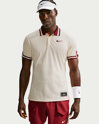 NikeCourt AF Slam Polo NY — Pale Ivory/Team Red