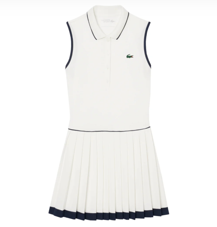 Lacoste Ultra Dry Tennis Dress - White/Navy Blue