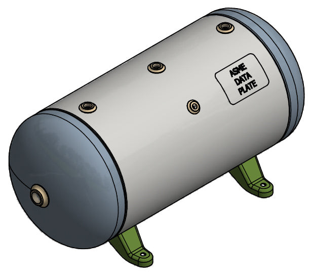 Samuels A10023-300 12 Gallon Horizontal Air Receiver Tank (12X27, 300 PSI)