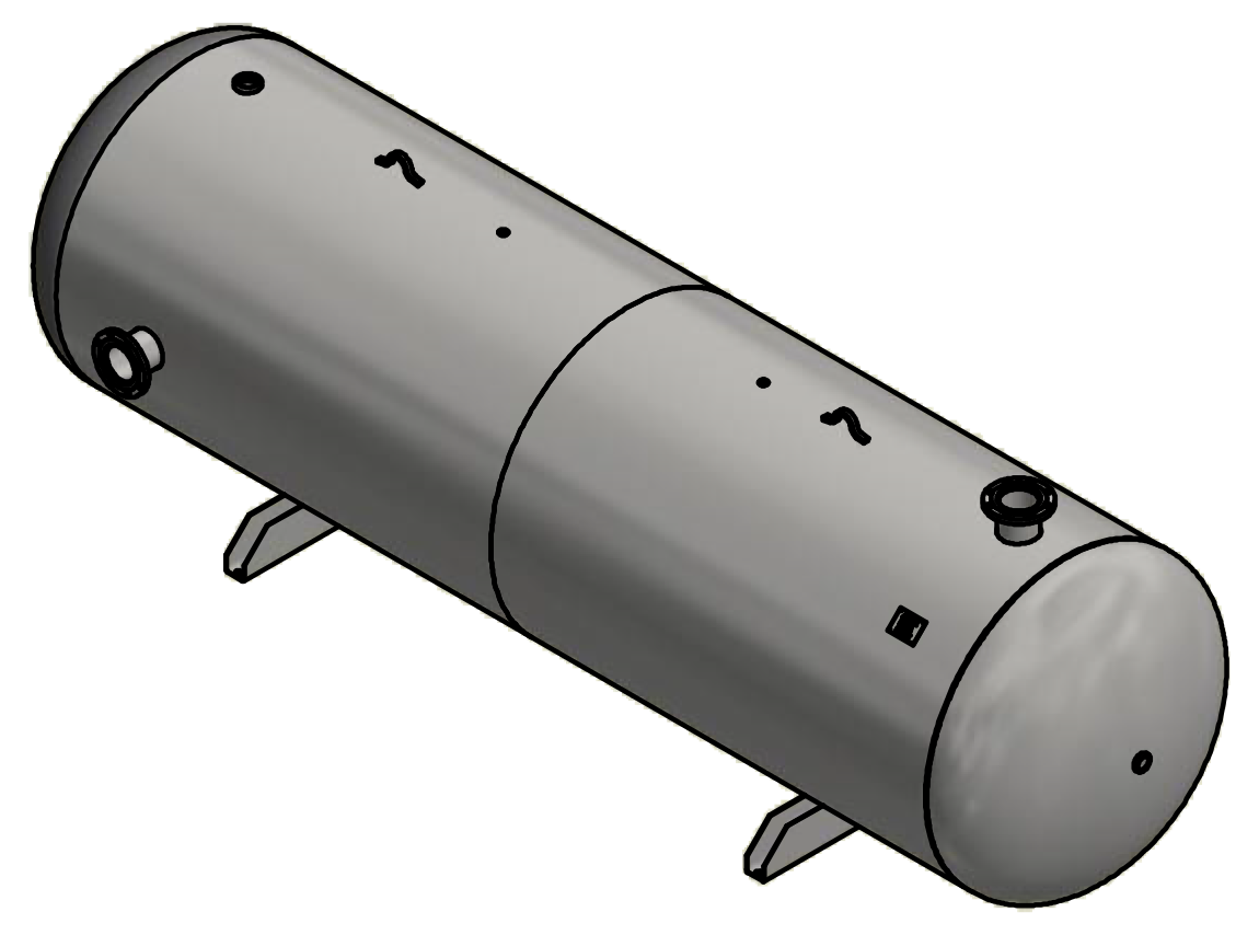 Samuels A10392 2560 Gallon Horizontal Air Receiver Tank (60X220, 150 PSI)