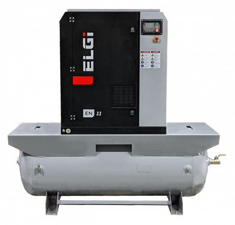 ELGi EN11V 15 HP 100 PSI Air Compressor - Tank Mount w/ Timer Drain (460V/3ph)