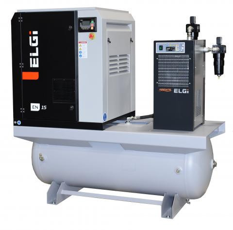 ELGi EN11V 15 HP 100 PSI Air Compressor - Tank Mount w/ Desiccant Dryer & Filters (460V/3ph)