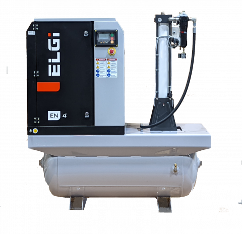 ELGi EN04 5 HP 150 PSI Air Compressor - Tank Mount w/ Desiccant Dryer & Filters (200V/3ph)