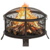  Rustic Fire Pit with Poker 26.6" XXL Steel