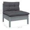  2-seater Garden Sofa 2 Pack Grey Solid Pine Wood, 100% Polyester
