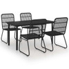  Dining Set Black Poly rattan 5-piece Stackable Dining Set