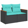  Patio Sofa Set Black Poly Rattan, Powder-Coated Steel, Polyester