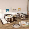 3-in-1 Twin Over Full Bunk Bed with Trundle and Ladder-Espresso B593-HU10655+