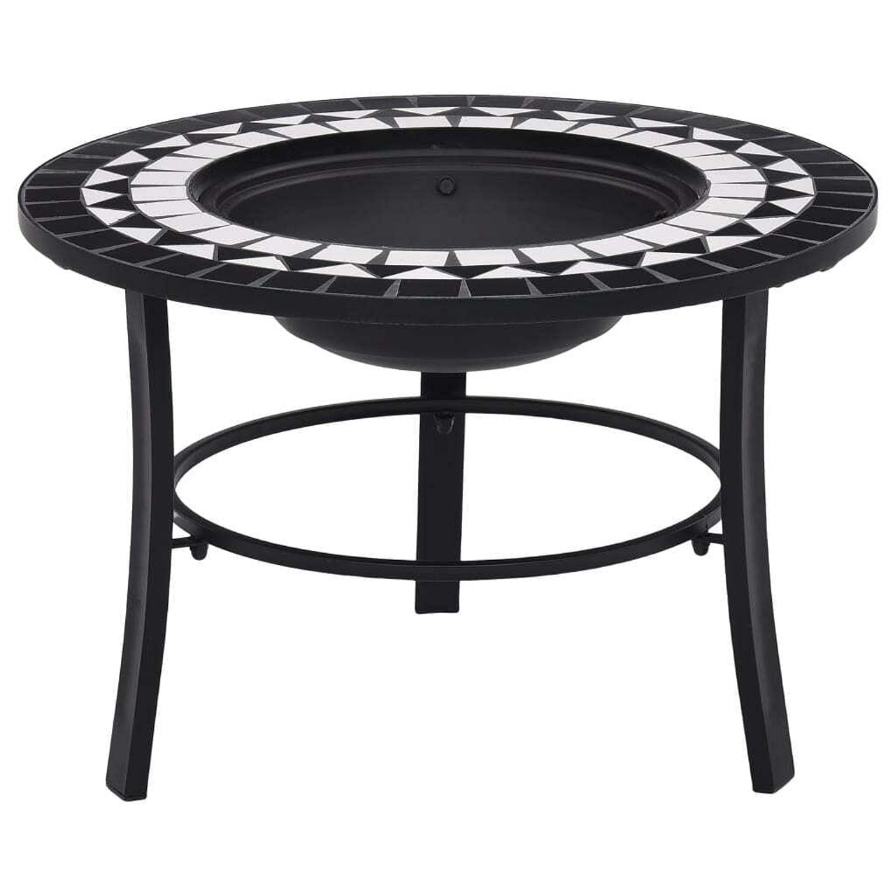  Mosaic Fire Pit Black and White 26.8" Ceramic