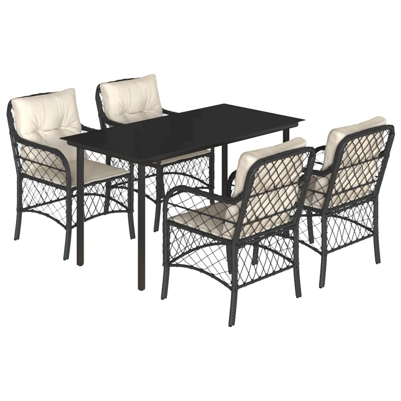  Garden Dining Set Black and Cream