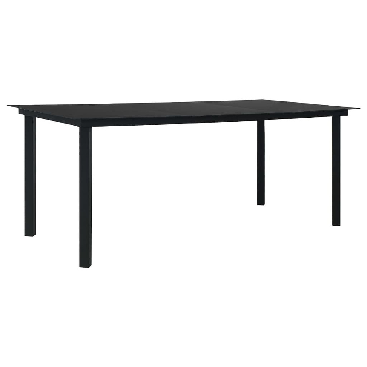  Dining Set Black Poly rattan, powder-coated steel, glass