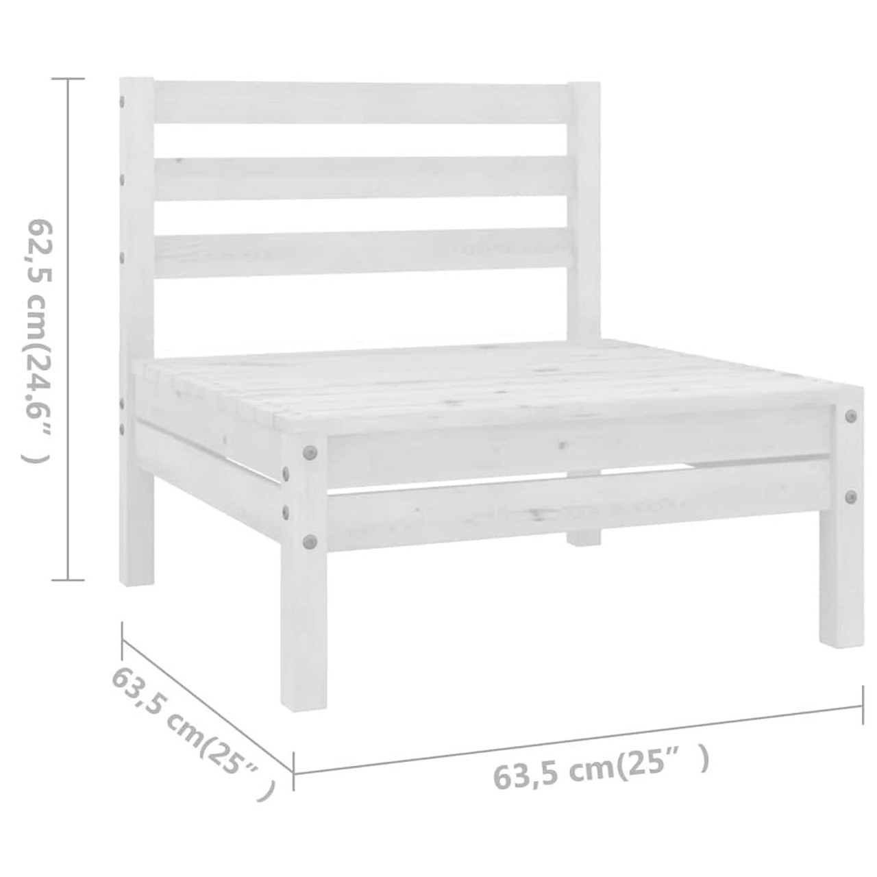  Garden Lounge Set White Solid Pinewood Medium Modular
