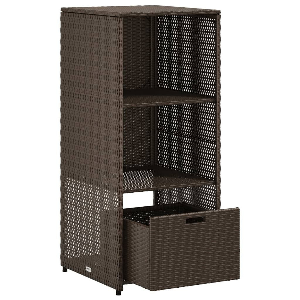  Garden Storage Cabinet Brown PE Rattan, Powder-Coated Steel