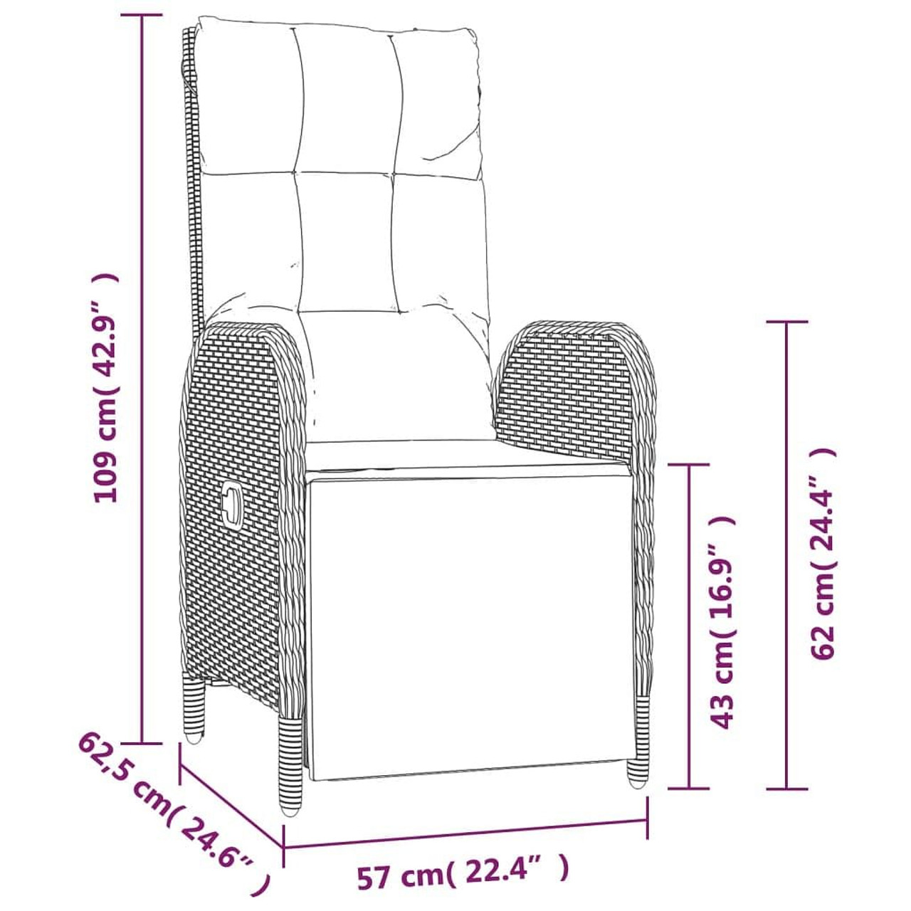  Garden Dining Set Black A949-3185061