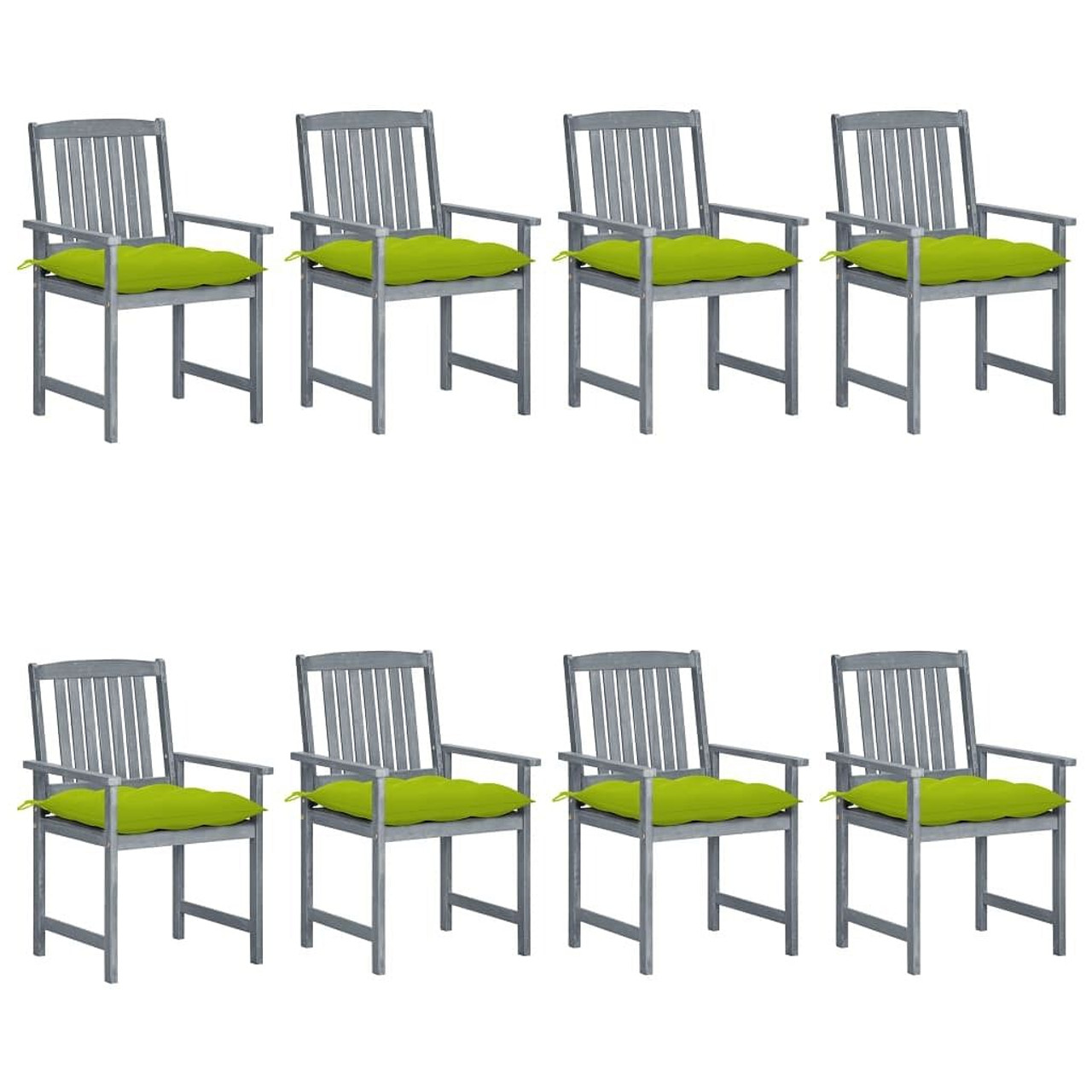  Patio Chair Set of 8 Gray Solid acacia wood, 100% polyester fabric